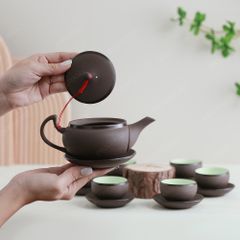 Bộ ấm trà Hồng Cầm tử sa nâu
