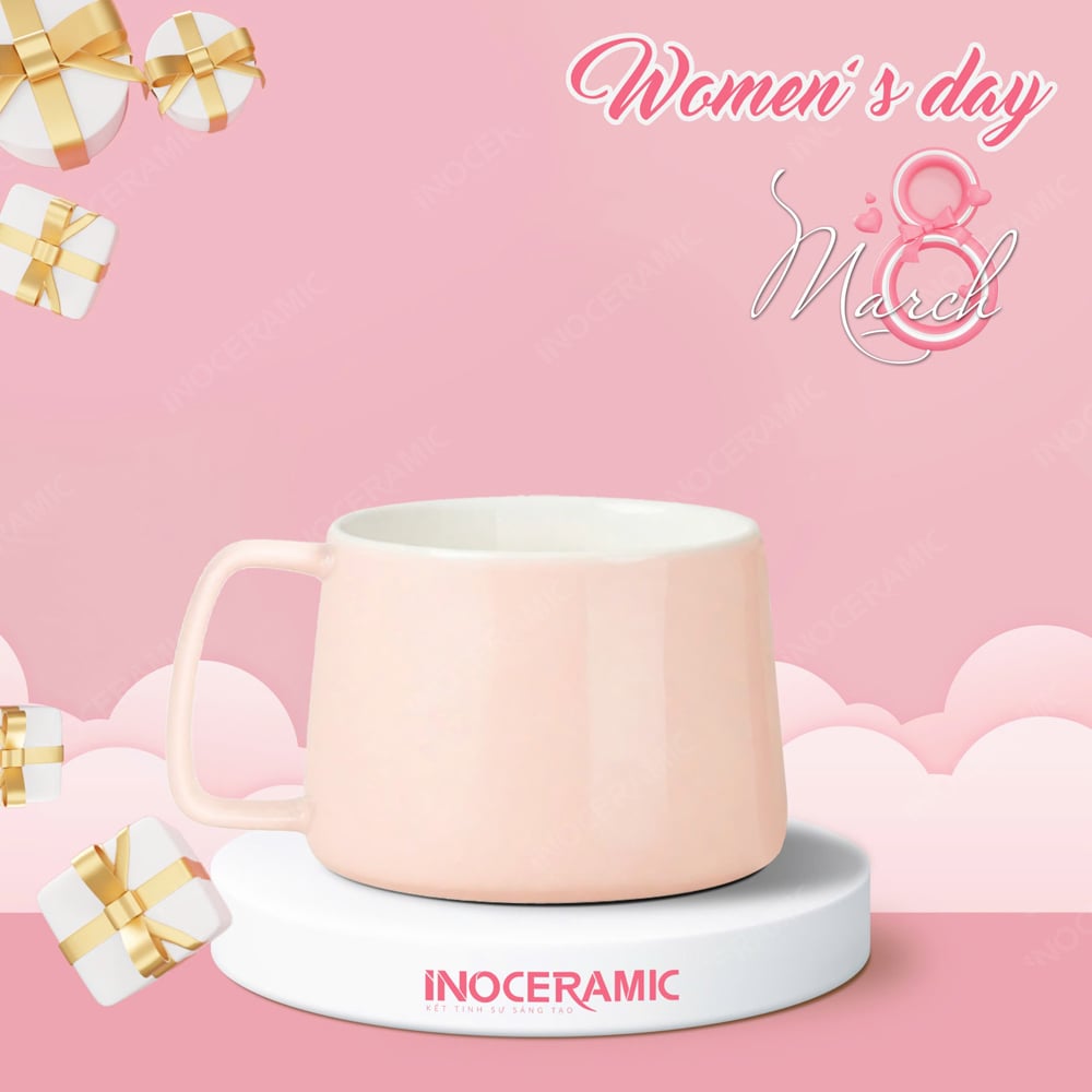 Quà tặng 8/3 - Ly hiện đại quai vuông