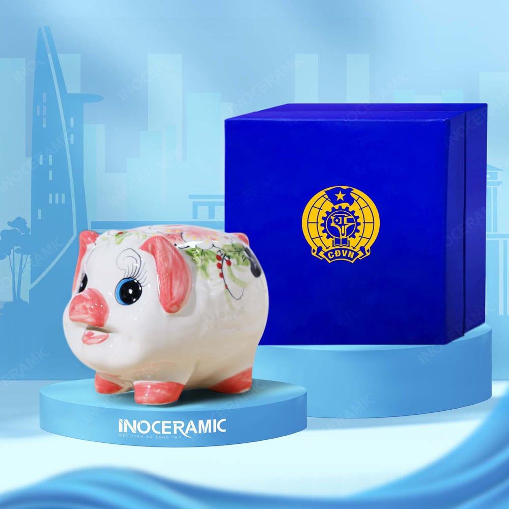 Quà tặng Công đoàn - Lợn đất tiết kiệm in logo