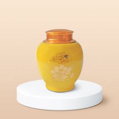 Hũ đựng trà Sen Vàng men vàng
