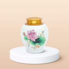 Hũ đựng trà Hồng liên men trắng