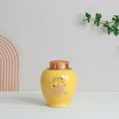 Hũ đựng trà Sen Vàng men vàng