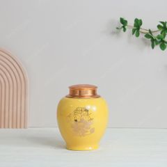 Quà tặng Đại hội Đảng - Hũ trà men vàng hoa sen 250gr