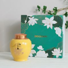 Hũ đựng trà Sen Vàng men vàng