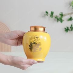 Hũ đựng trà Sen Vàng men vàng