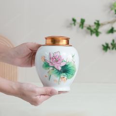 Hũ đựng trà Hồng liên men trắng