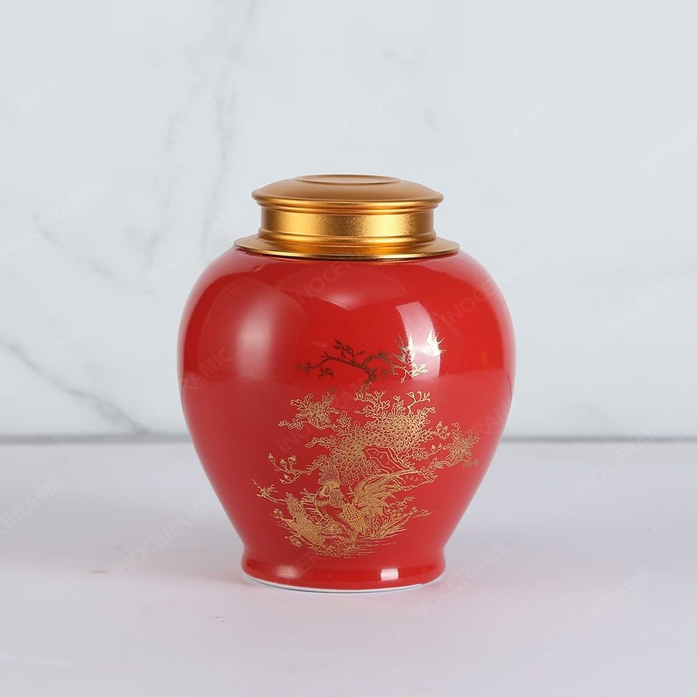 Hũ đựng trà Kim Kê Cát Tường