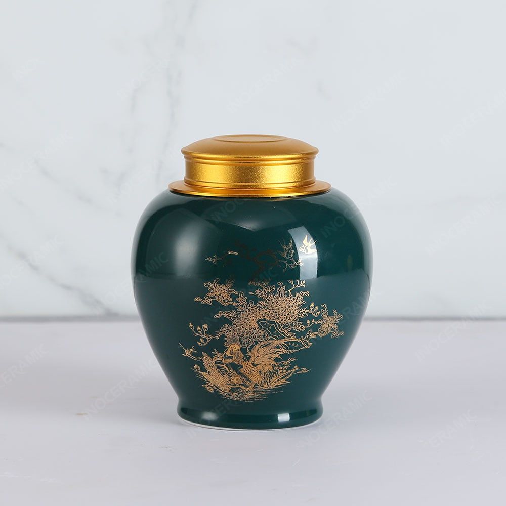 Hũ đựng trà Kim Kê Cát Tường