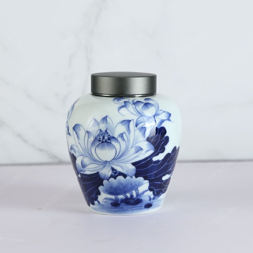 Hũ đựng trà Bạch Liên Lam Ảnh