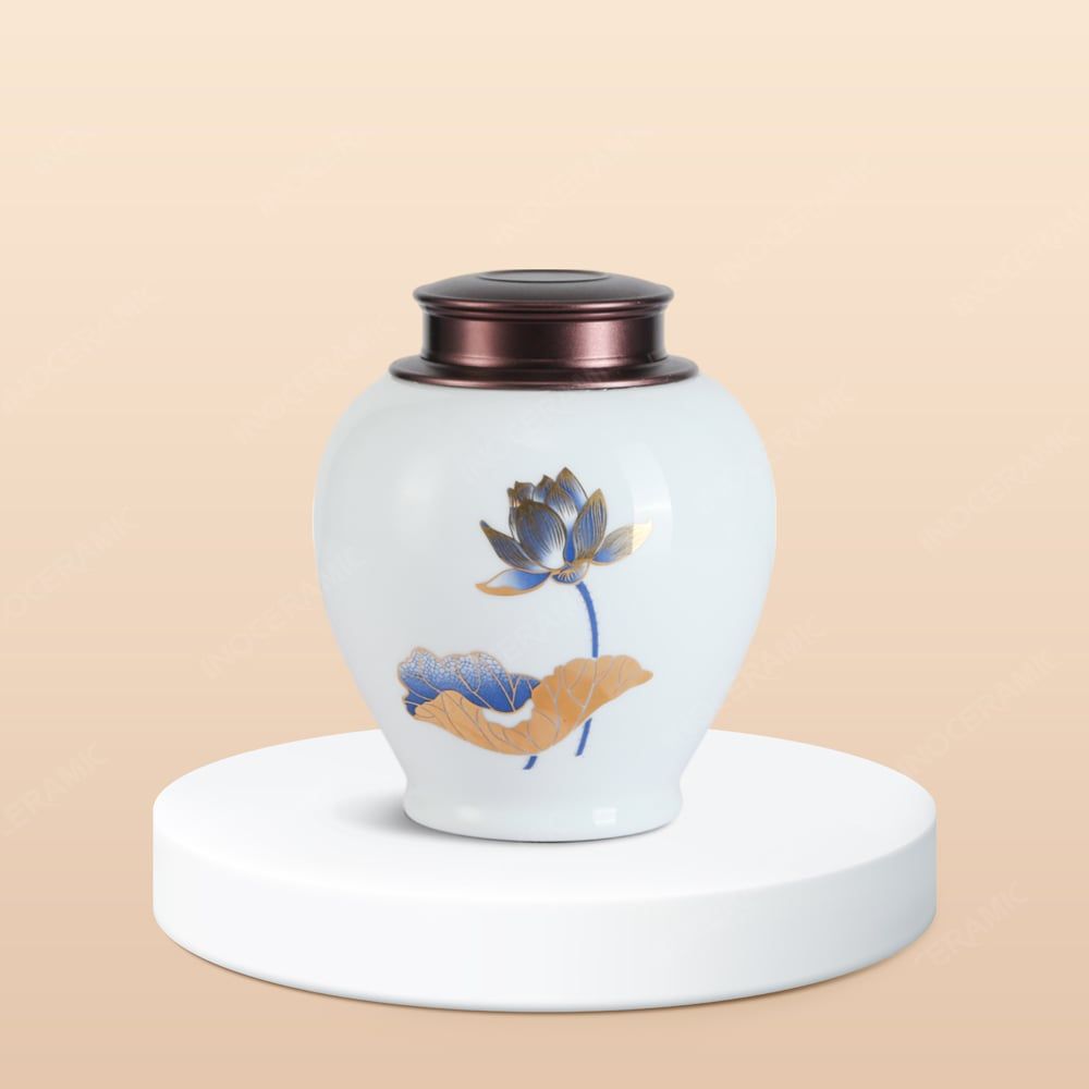 Hũ đựng trà Sen xanh Cobalt