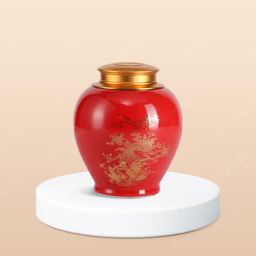 Hũ đựng trà Kim Kê Cát Tường