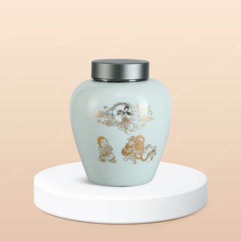 Hũ đựng trà Nguyên Tiêu Mãn Nguyệt men ngọc