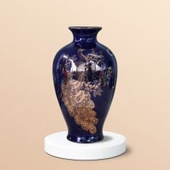 Lọ hoa men lam Khổng tước chỉ vàng