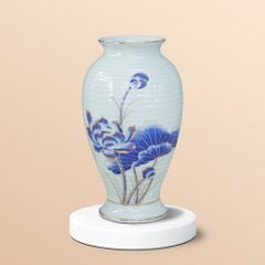 Lọ hoa men ngọc sen xanh chỉ vàng H30