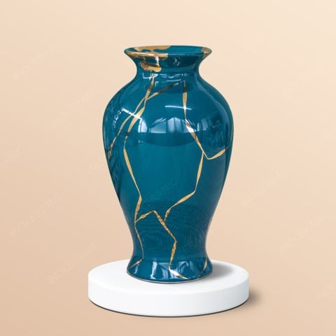 Lọ hoa men lam vẽ vàng H30