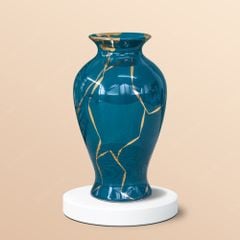 Lọ hoa men lam vẽ vàng H30