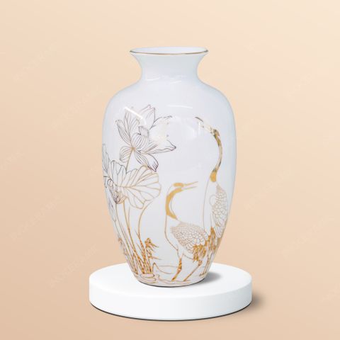Lọ hoa sen hạc chỉ vàng in logo