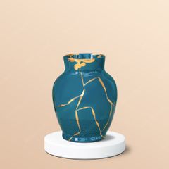 Lọ hoa men lam vẽ vàng H25
