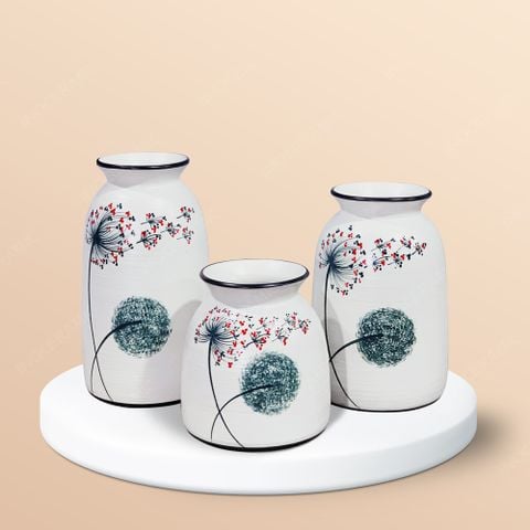 Bộ 03 lọ hoa bồ công anh vẽ tay