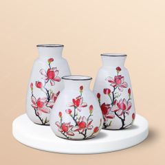 Bộ 03 lọ hoa mộc lan vẽ tay