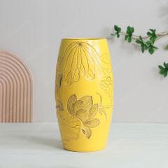 Lọ bom men vàng sen vàng khắc nổi