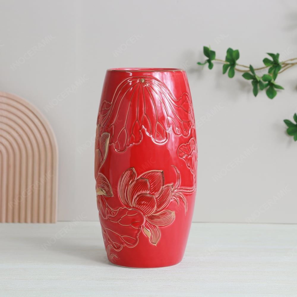 Quà tặng Đại hội Đảng - Lọ bom men đỏ khắc nổi
