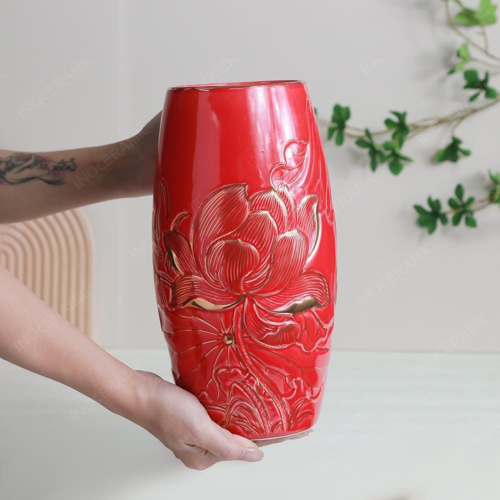 Quà tặng Đại hội Đảng - Lọ bom men đỏ khắc nổi