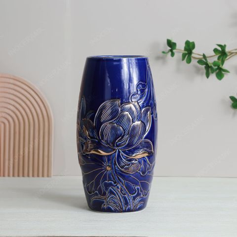 Lọ bom men lam sen vàng khắc nổi