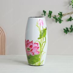 Lọ bom sơn mài vẽ sen H30 in logo