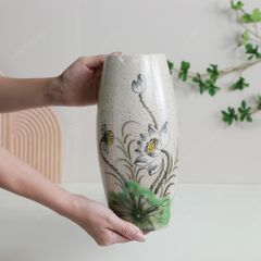 Quà tặng Đại hội Đảng - Lọ hoa men chấm vẽ sen