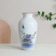 Quà tặng Quân đội - Lọ hoa Sen xanh vẽ vàng H30