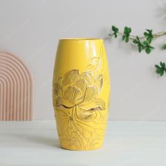 Lọ bom men vàng sen vàng khắc nổi
