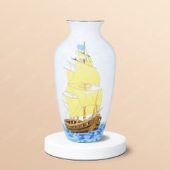 Lọ hoa Thuận buồm kẻ vàng in logo