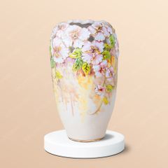 Lọ loang hoa anh thảo đắp nổi vẽ vàng H25