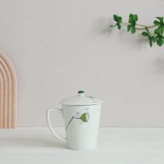 Quà tặng Đại hội Đảng - Bộ 02 ly vẽ tay có nắp sen hồng 350ml
