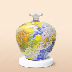 Quả hút lộc cá chép sen phú quý vẽ vàng H35
