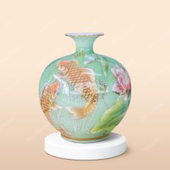 Quả hút lộc cá chép và hoa sen vẽ vàng H30