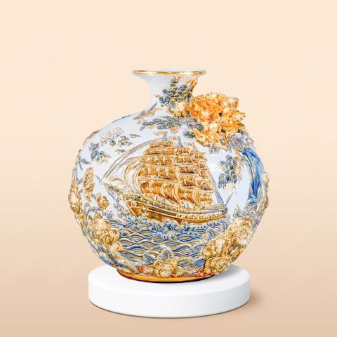 Quả hút lộc Thuận buồm đắp nổi vẽ vàng