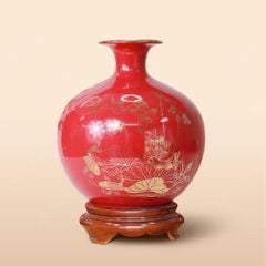 Quả hút lộc men đỏ sen vàng kim