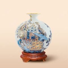 Quả hút lộc Khổng tước hoa mai vẽ vàng H30