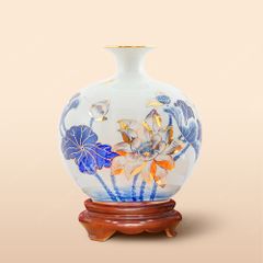 Quả hút lộc sen xanh cobalt vẽ vàng H30