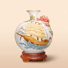 Quả hút lộc Thuận buồm đắp nổi vẽ màu kẻ chỉ vàng H30