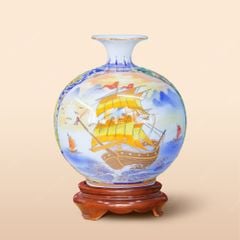 Quả hút lộc Thuận buồm vẽ tay kẻ vàng H30