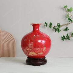 Quả hút lộc men đỏ sen vàng kim