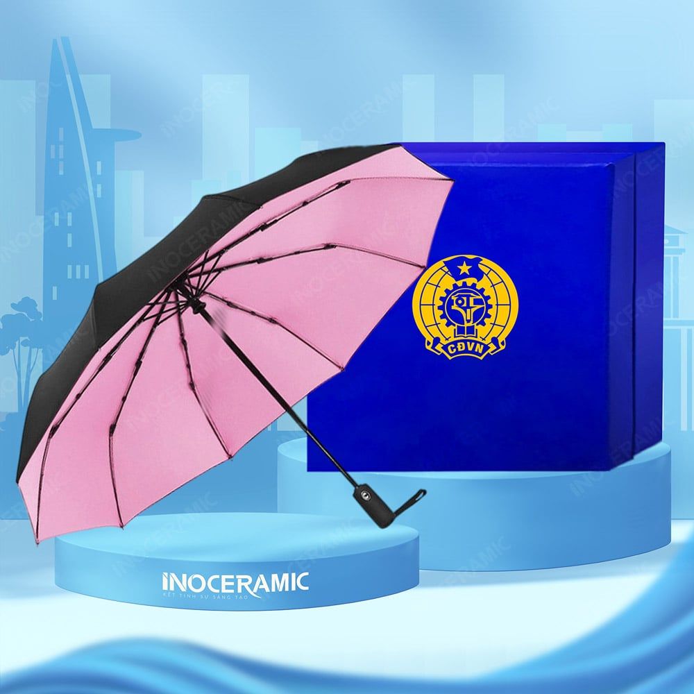 Quà tặng Công đoàn - Ô dù cầm tay gấp khúc in ấn logo