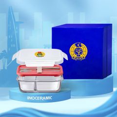 Quà tặng Công đoàn - Hộp đựng cơm thuỷ tinh chia ngăn kèm muỗng đũa