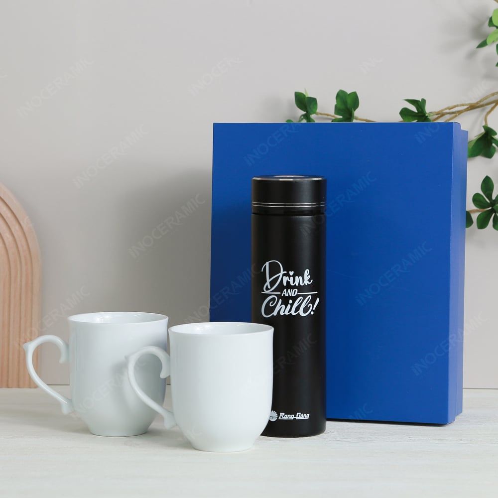 Quà tặng Đại hội Đảng - Giftset ly sứ & bình giữ nhiệt
