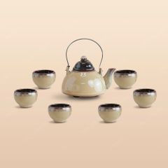 Bộ ấm trà Yên Hoa men ghi hoả biến
