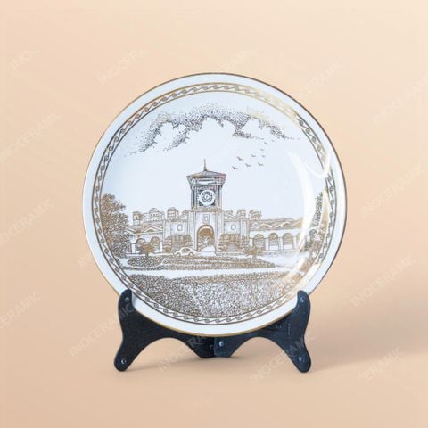 Đĩa trưng bày biểu tượng Thành phố Hồ Chí Minh vẽ vàng in logo