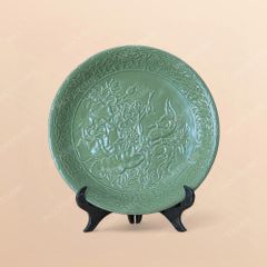 Đĩa trưng bày Song Ngư Cát Hạnh men lục in logo